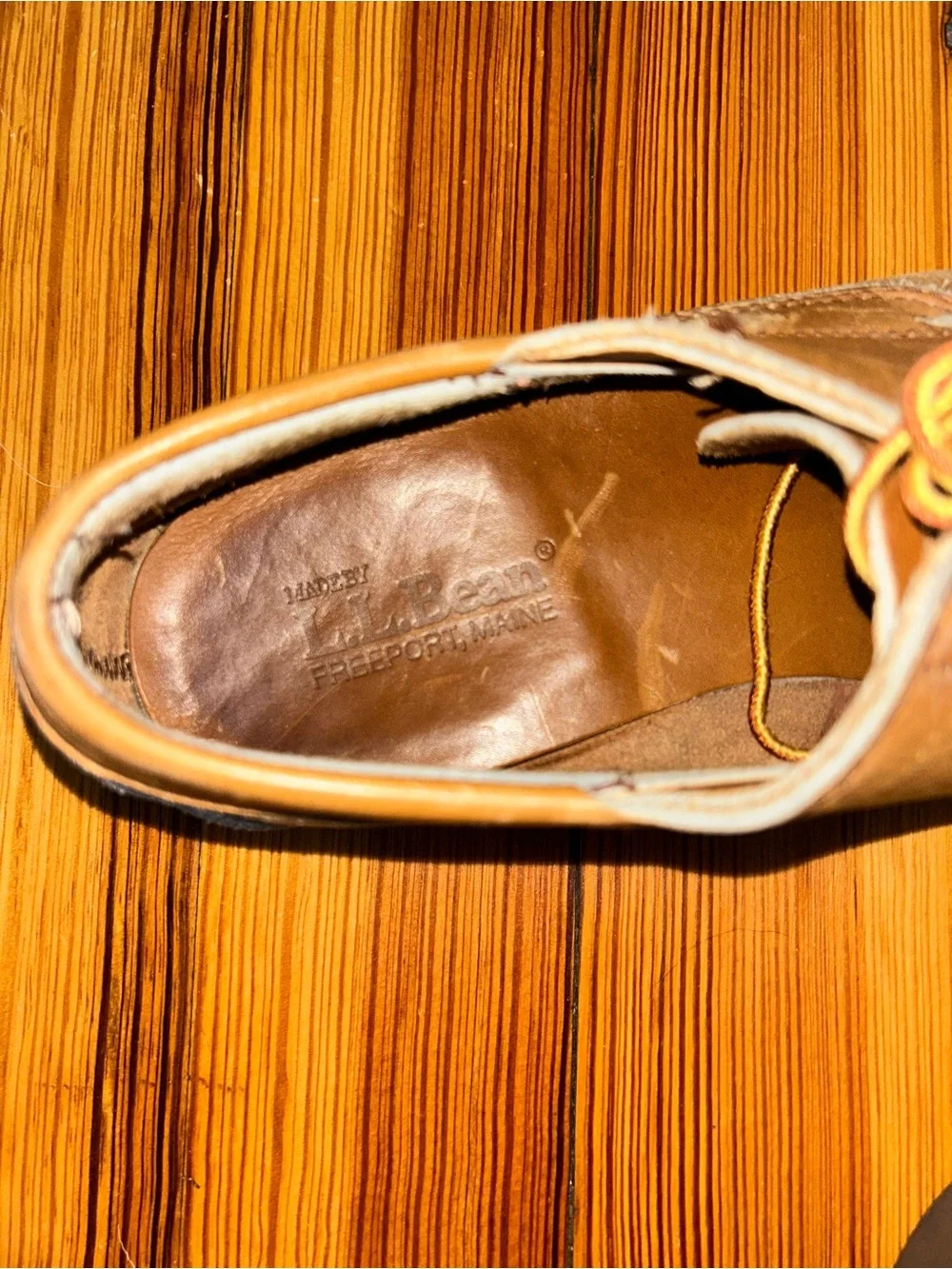Vintage LL Bean Men's Casual Leather Lace-Up Camper Moccasin Shoes in Brown